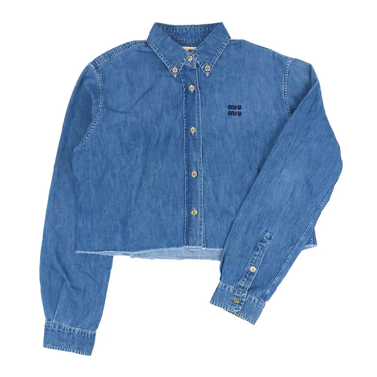 Miu Miu — MIUMIU Logo cropped denim shirt Women blue 【A】