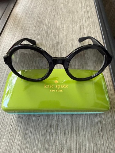 Kate Spade New York Hello Sunshine Black Glitter Cat Eye Sunglasses 135 w/Case