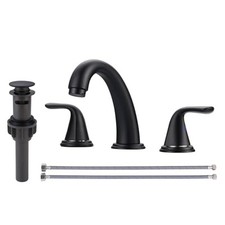 Widespread Bathroom Sink Faucet, Bathroom Faucet with Pop Up Drain Matte Black