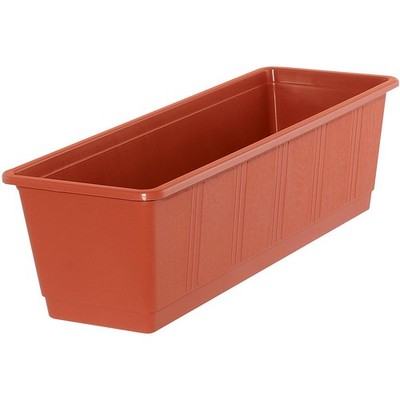 Geli Balkonkasten STANDARD Terracotta mit Holzstruktur 50 cm - Kunststoff