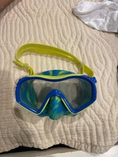 Youth Snorkel Mask Blue and Yellow Swirl