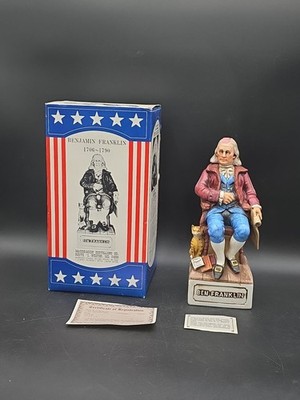 1975 Vtg. Ben Franklin McCormick Distilling Whiskey Decanter Empty W/ Box & Cork