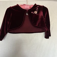Vintage Velvet Embroidered Cardigan Petticoat Burgundy 4T Brooke Lindsay EUC