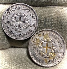 1940 & 1941 Great Britain UK Threepence UNC SILVER