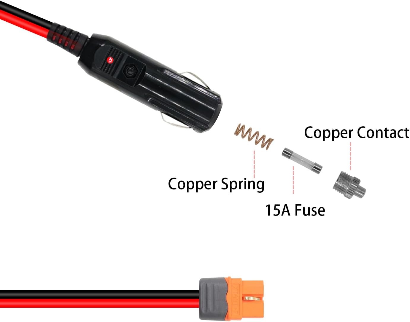 XT60i to Cigarette Lighter Plug Charging Cable, 12V Cigarette Lighter Male t