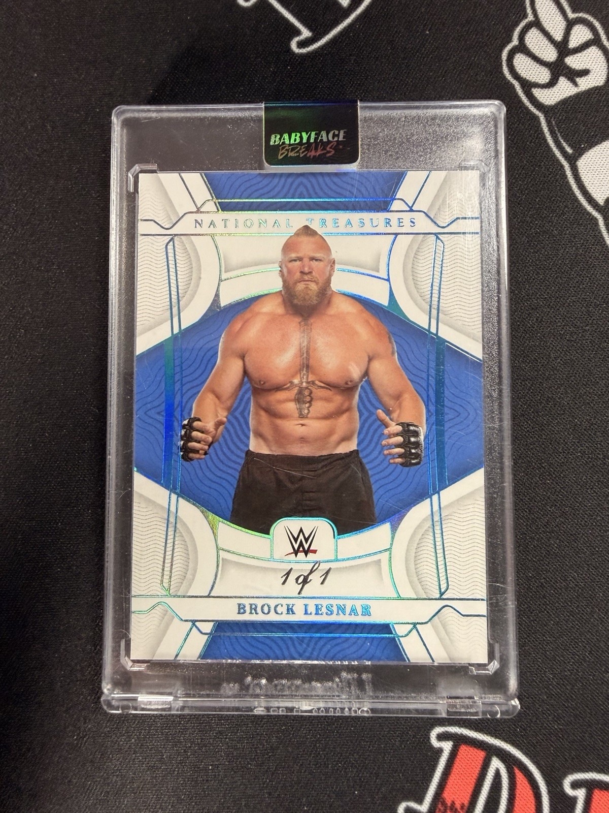 2022 Panini Chronicles WWE National Treasures Brock Lesnar #449 Platinum 1/1
