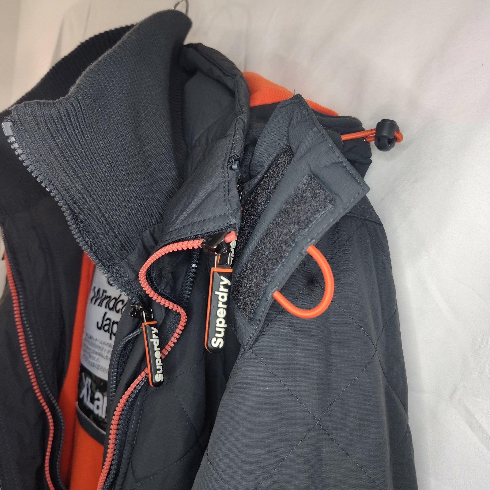 SUPERDRY Original Windcheater Japan Coat Jacket XLarge Orange Dark Gray Quilted