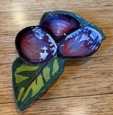 Tracy Porter Jolly Ol Snowy Sugar Plums Leaf Plate Dish Bowl Christmas 10.5” VTG