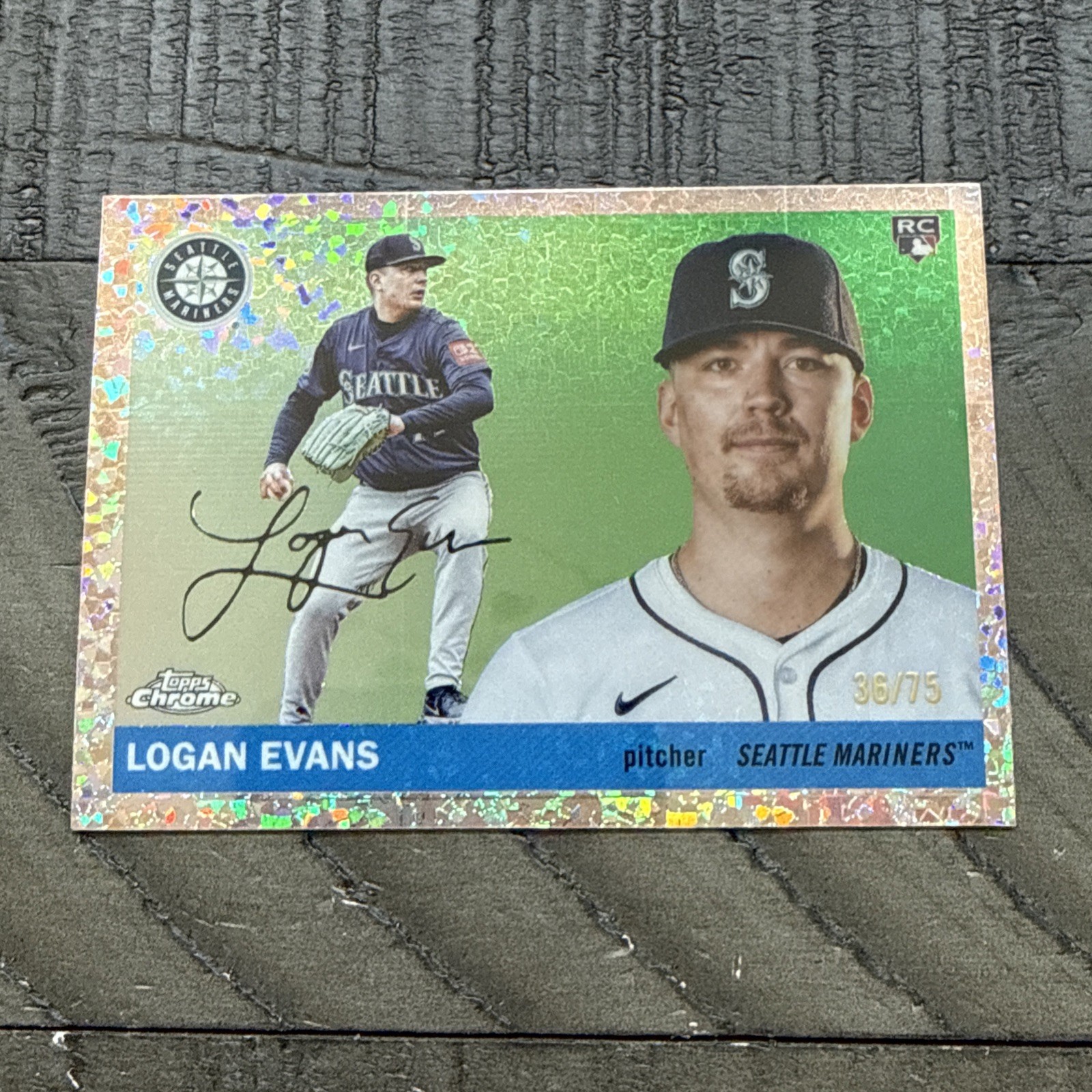 Logan Evans 2025 Topps Chrome Platinum Anniver Rookie Rose Gold Mini Diam 36/75