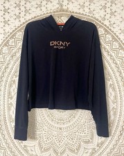 DKNY SPORT LADIES BLACK LONG SLEEVED HOODIE
