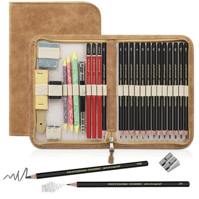 26 PCS Sketching And Drawing Pencils Set Graphite Charcoal Art Supplies