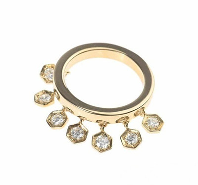 Piaget Magic Garden 7P Swing Diamond Charm 18k Yellow Gold Ring Sz47 Pinky Ring