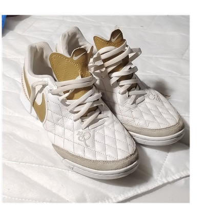 Nike LegendX 7 Academy White Gold Soccer Sneakers Leather Low Top AQ2217-171