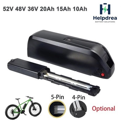 Ebike Battery 52V 48V 36V 10Ah 15Ah 20Ah Electric BiKE Bicycle Battery Black