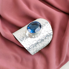 Natural London Blue Topaz Gemstone 925 Sterling Silver Handmade Ring All Size DV