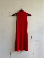 Plein Sud Jeans Red Orange Stretch Acetate Mock Neck Mini Dress France 38