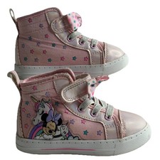 Disney Minnie Mouse Toddler Girls High Top Sneakers Shoes Canvas Light Up Size 7