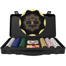 Clay Poker Chip Set for Texas Hold’em, 300 PCS with Denominations, 14g Pro