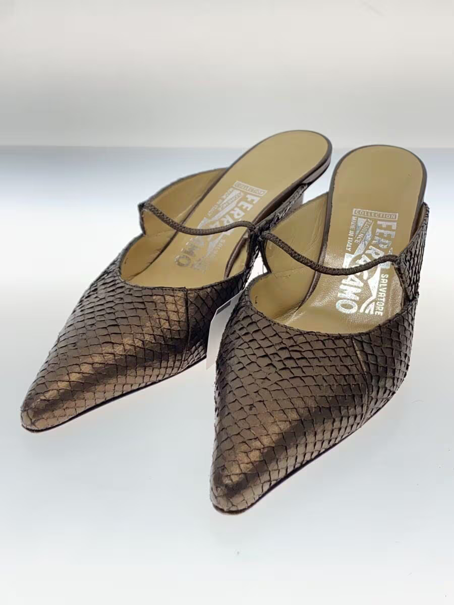 Salvatore Ferragamo Python Pointed Toe Mules Pump… - image 2