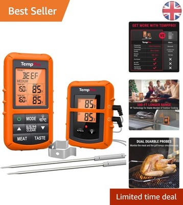 Dual Probe kabelloses BBQ Thermometer mit hintergrundbeleuchtetem Display & einstellbaren Einstellungen