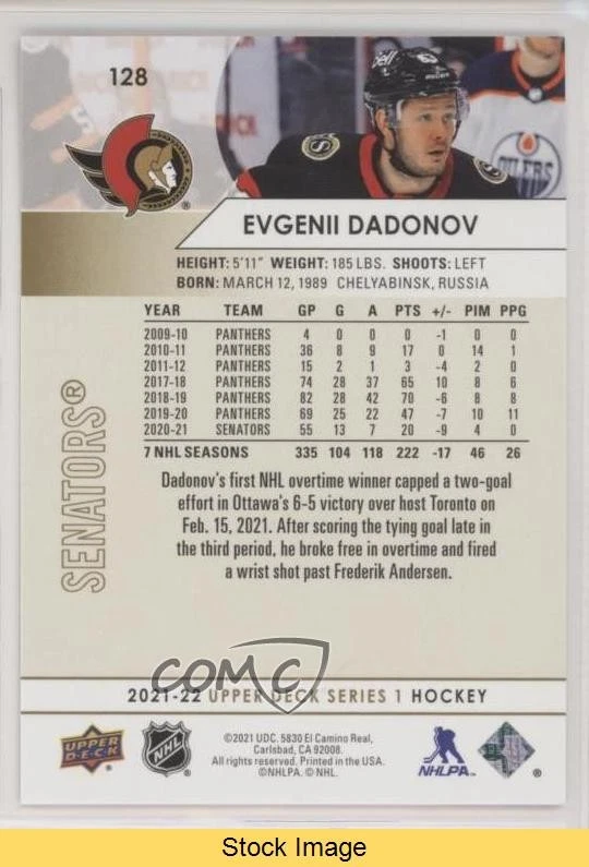 2021-22 Upper Deck Series 1 Silver Foil Evgenii Dadonov #128 READ - Image 2 of 3