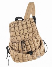 CONTAIL 18L Women Puffy Backpack,Qulited Puffer Bookbag,Khaki Khaki