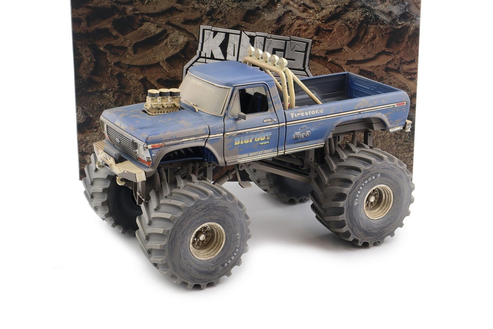 1:18 Greenlight 1974 Ford F-250 Bigfoot Monster Truck Original Dirty Version