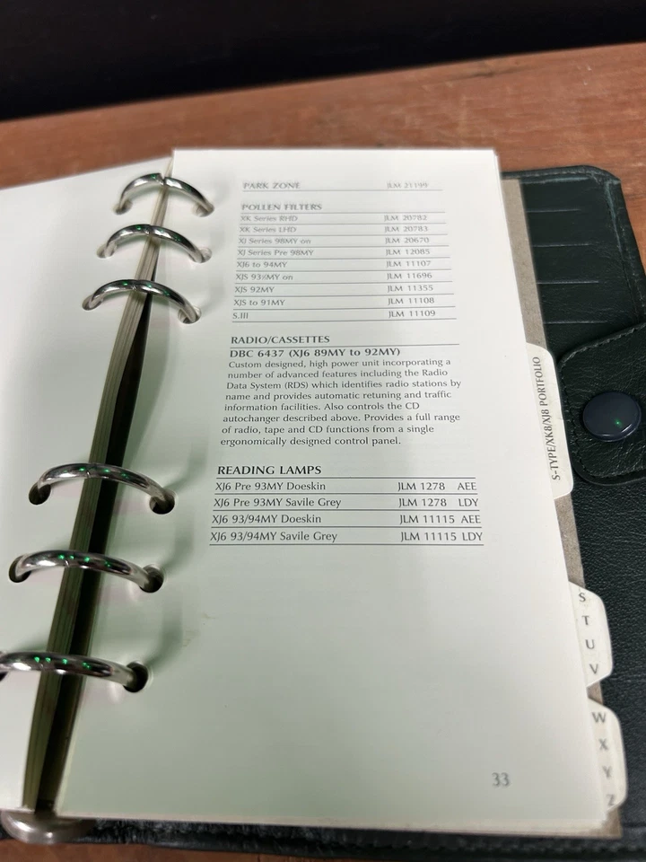 Jaguar Factory Dealer Parts Quick Look Up Book Leather Rare XJR XKR XJ8 xK8 - Image 4 of 4