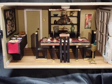 OOAK Vintage Dollhouse Miniature Dining Room Room box clear acrylic front 1:12