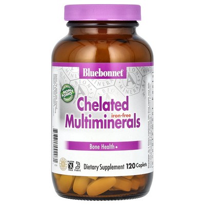2 X Bluebonnet Nutrition, Chelated Multiminerals, Iron Free, 120 Caplets