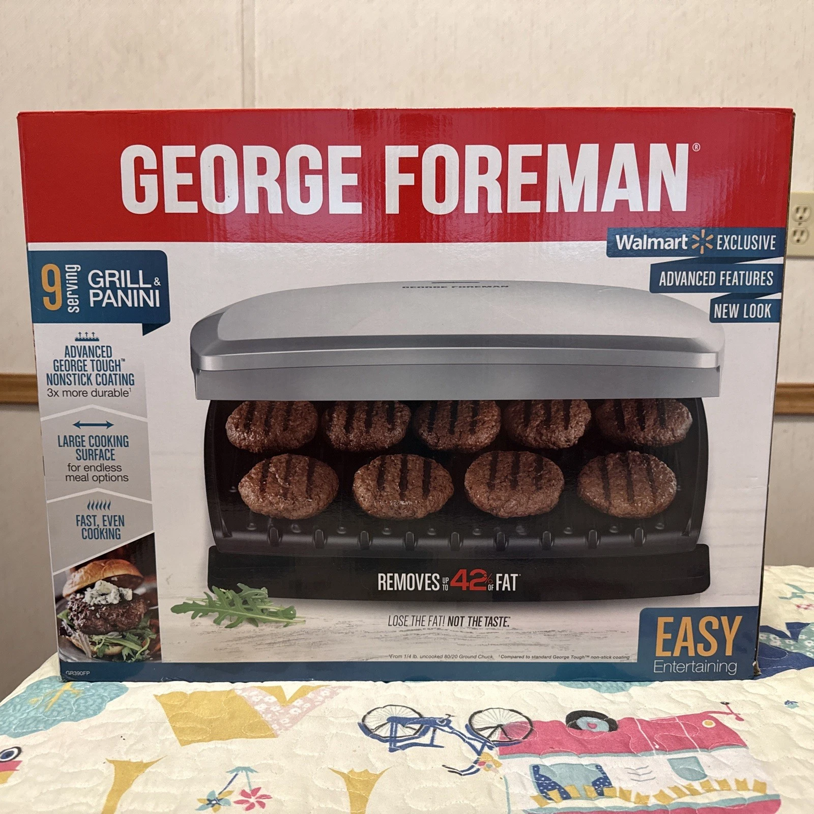 NEW George Foreman 9 Serving XL Panini & Grill RARE NIB Model # GR390FP