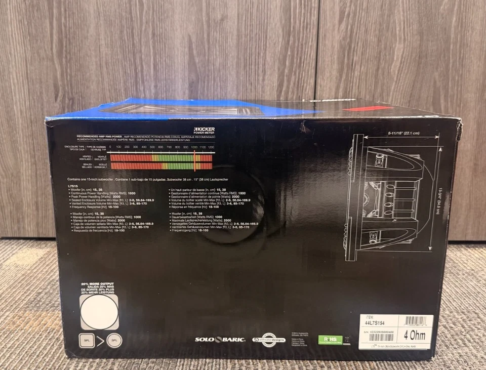 Kicker L7S154 Solo-Baric 15" subwoofer with dual 4-ohm voice coils #1 DEALER - Image 2 of 4