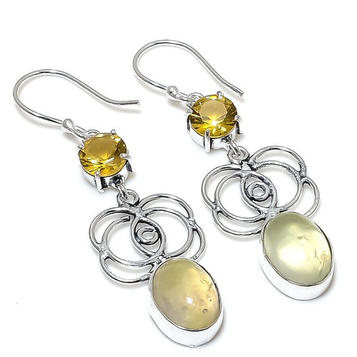 Boucles D'oreilles Pendantes En Argent 925 Avec Tanzanite Bleue - Fait Main - Pierres 14x10 Mm - Neuf Sans Emballage