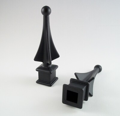 25 EACH (1/2-INCH) BLACK PLASTIC IRON FENCE FINIAL TOPS 1-30 4-SIDED SPIRE