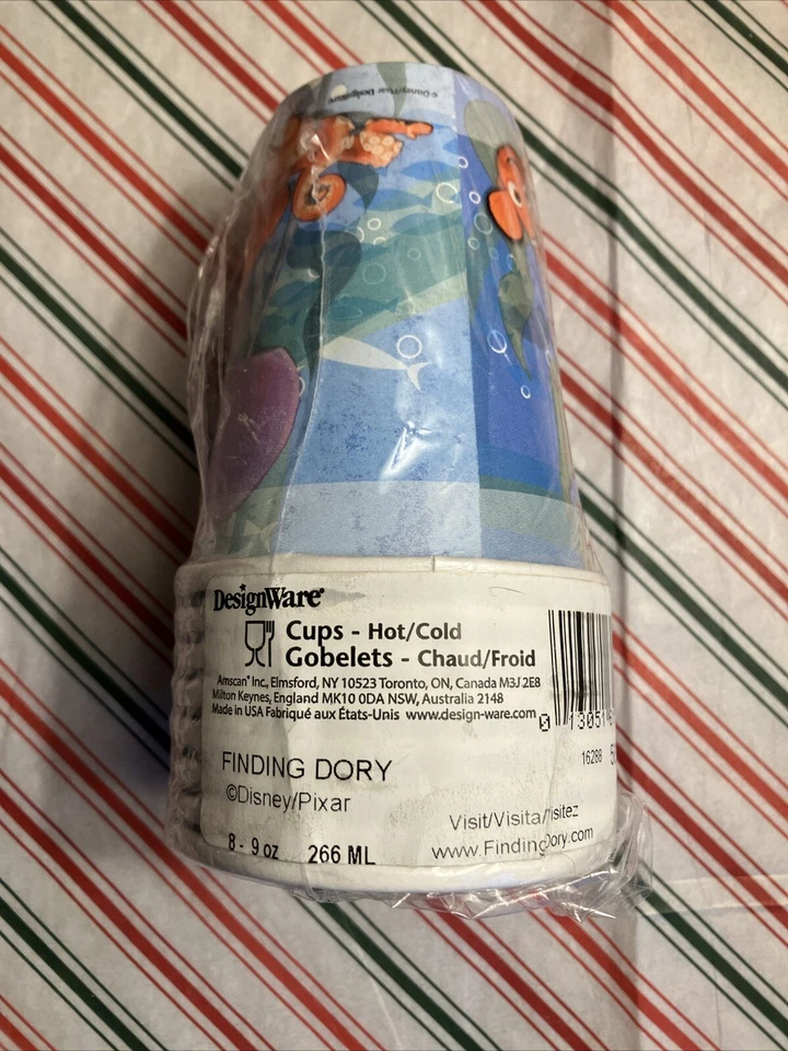 Tazas de papel Finding Dory Nemo suministros para fiestas de cumpleaños 8 por paquete 9 oz nuevas Foto 3 de 4