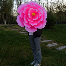 Flower Design Silk Peony Floral Parasol Bamboo Umbrellas Cosplay Party Show