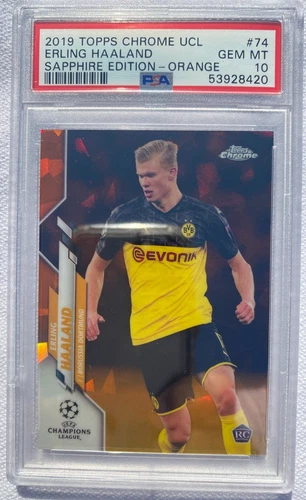 2019-20 Topps Chrome Sapphire UEFA Erling Haaland RC #09/50 PSA 10 Jersey Number