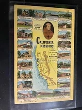 California Missions, Map, 1950, in Plastic Sleeve.