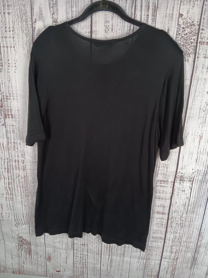 Top túnica vintage Austin Reed para mujer 1X 100 % seda negro manga corta  Foto 2 de 4