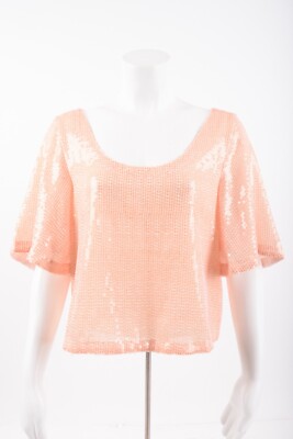 peach sequin top