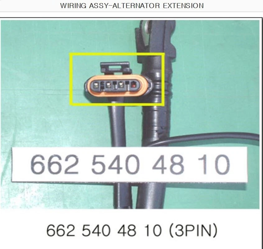 Подлинный генератор переменного тока 14 В 90 А и проводка для Ssangyong REXTON +662LA #6621545302+ - Изображение 3 из 3