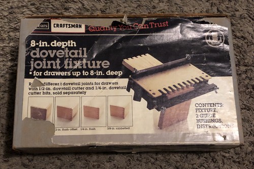 Sears Craftsman 8" Dovetail Joint Fixture & Router Template Set 92570 USA 1996