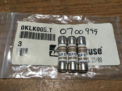 KLK Series Fast-Acting Midget Fuse 5 AMP 600 AC / 500 DC Qty - 3
