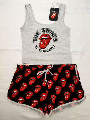 The Rolling Stones Oficial De Las Señoras Chaleco Y Pantalón Corto Pijama  Conjunto Pijama Bnwt Primark | eBay