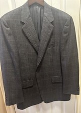 Canali Men 52 It/ 42 Us Grey Plaid Wool Single Breasted Sport Coat Made In Italy