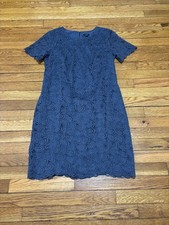 Ann Taylor Womens Shift Dress Size 6 Purple Crochet Overlay Knee Length