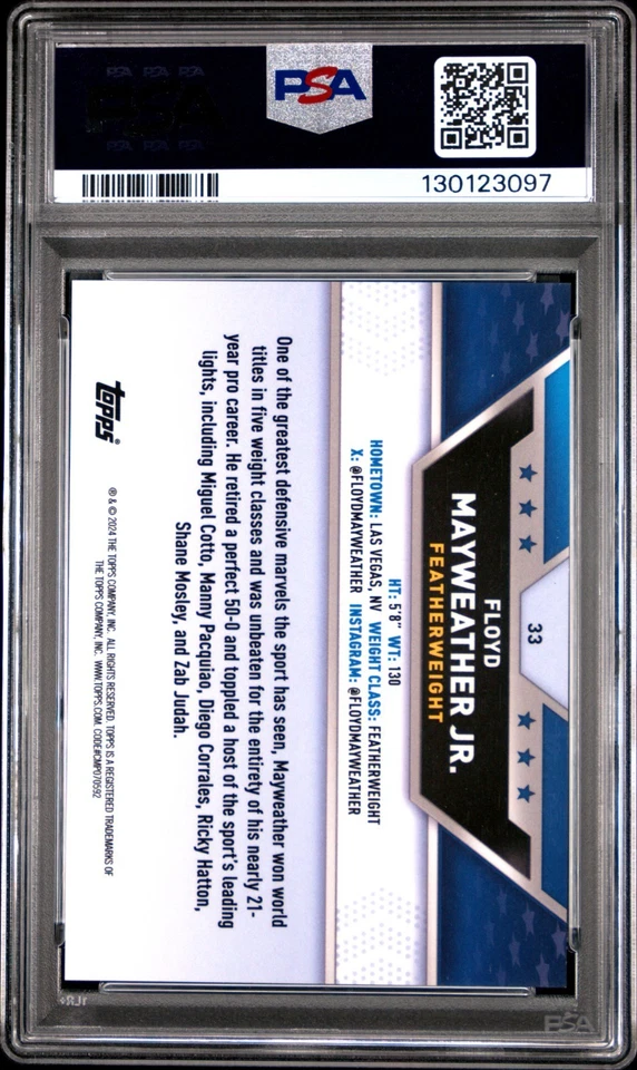 2024 Topps Chrome Boxing Floyd Mayweather Jr. #33 Gold Refractor /50 PSA 9 (KK - Image 2 of 2