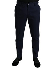 Dolce & Gabbana Dark Blue Cotton Stretch Slim Fit Dress Men's Pants Authentic