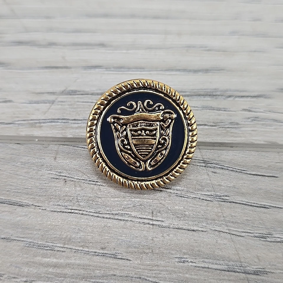 Pendleton Blue Enamel Brass Shaft Shield Rope Replacement Buttons - 5 pc - Image 2 of 4