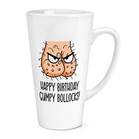 Happy Birthday Grumpy Bollocks 17Oz GroßEr Latte Becher Tasse Hund Rude Mum Dad